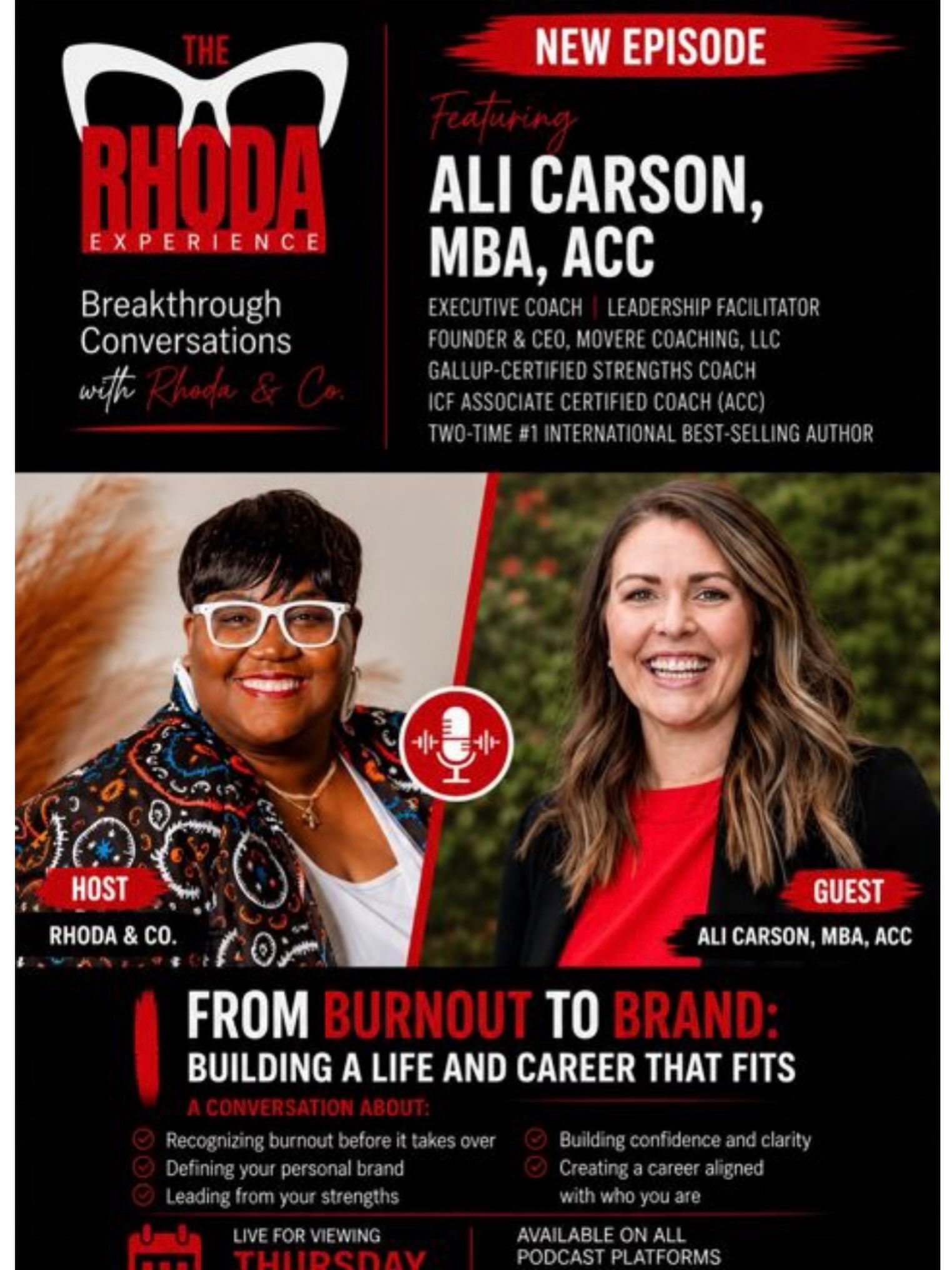 Such an awesome episode!! Check it out on your fave podcast platform 👏 Thanks @rhoda.banks and @acarson734 Side note, the first time I met Ali was at Women Unite to Ignite (see details on the Oct 2 event in comments or message me!)
