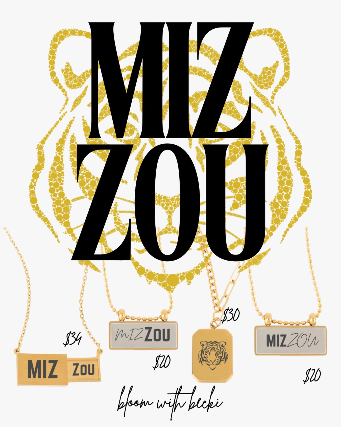 Get ready for game day with these custom pieces from @jbloomdesigns ! Stainless, waterproof and tarnish free. The options are endless! 👏 Let me help you create something special 🖤🤍🐯